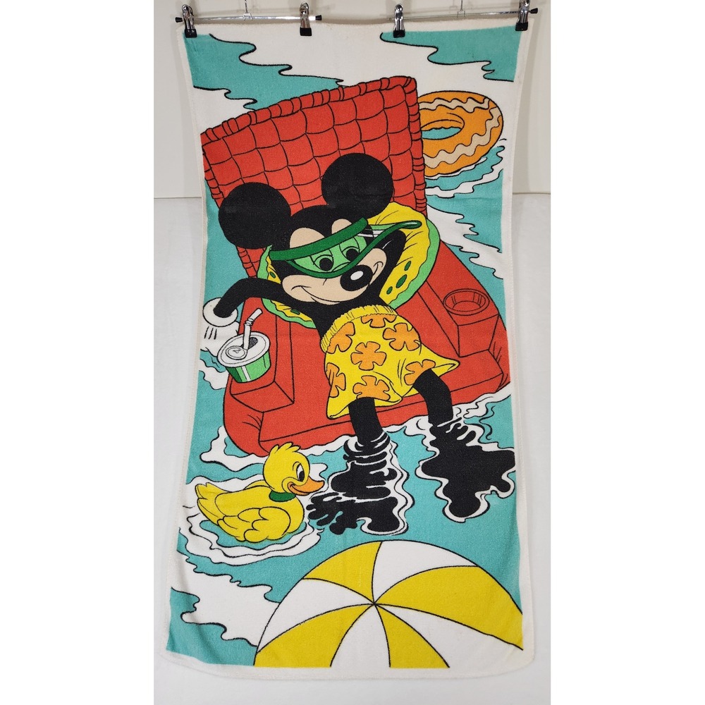 Vintage Disney Mickey Mouse Beach Towel 100% Cotton Brazil Pool Float Duckling